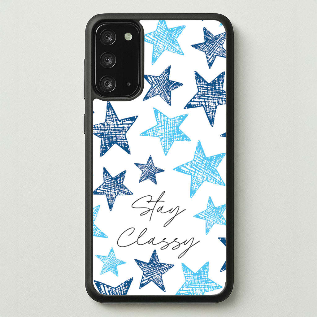 Stay Classy Blue Stars Pattern - Clean Girl Aesthetic Phone Case for Galaxy Note 20