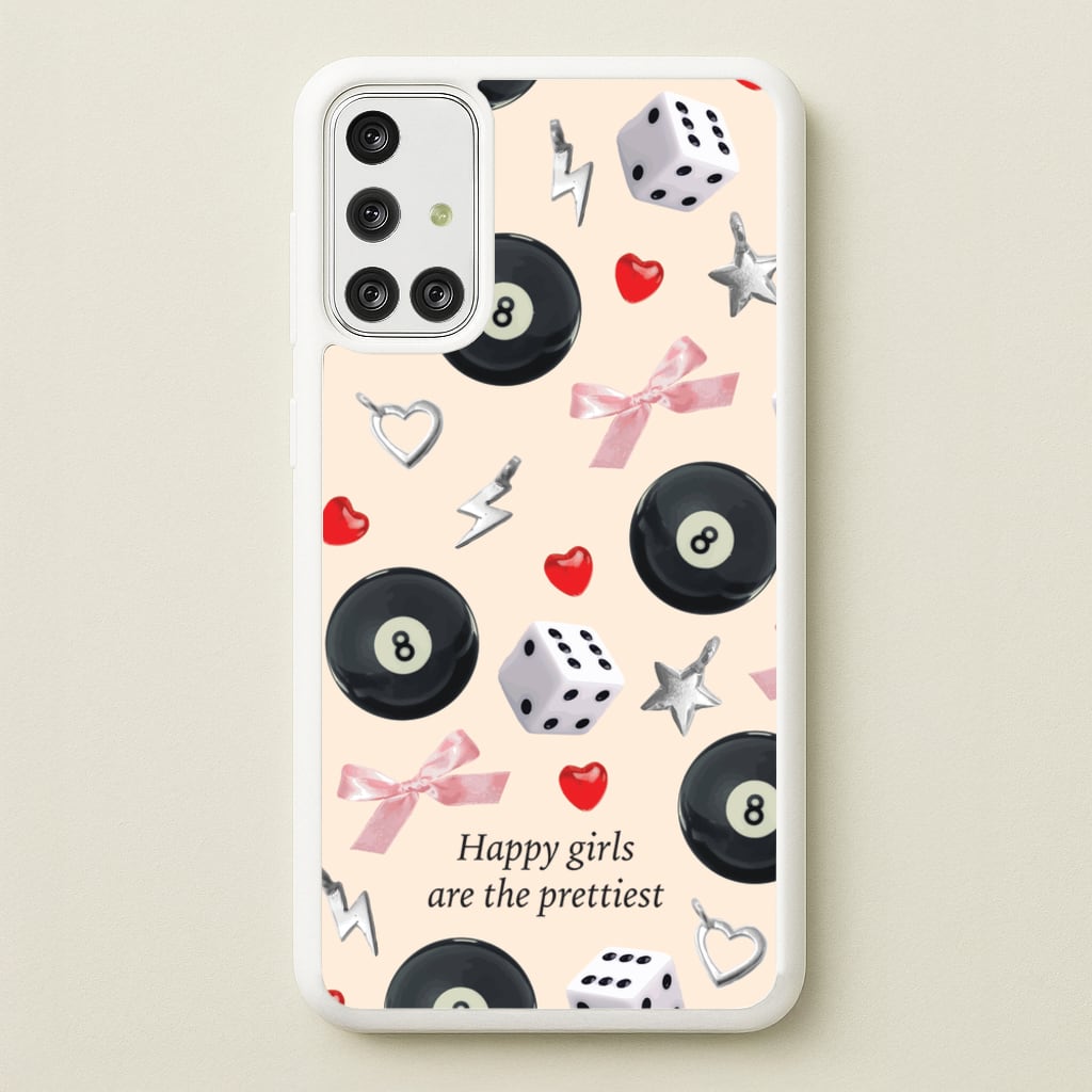 Happy Girls Are The Prettiest Pattern - Clean Girl Aesthetic Phone Case for Galaxy A71