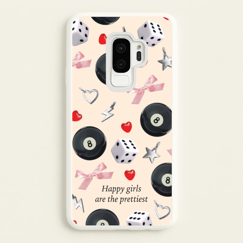 Happy Girls Are The Prettiest Pattern - Clean Girl Aesthetic Phone Case for Galaxy S9 Plus