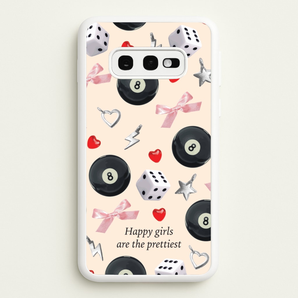Happy Girls Are The Prettiest Pattern - Clean Girl Aesthetic Phone Case for Galaxy S10e