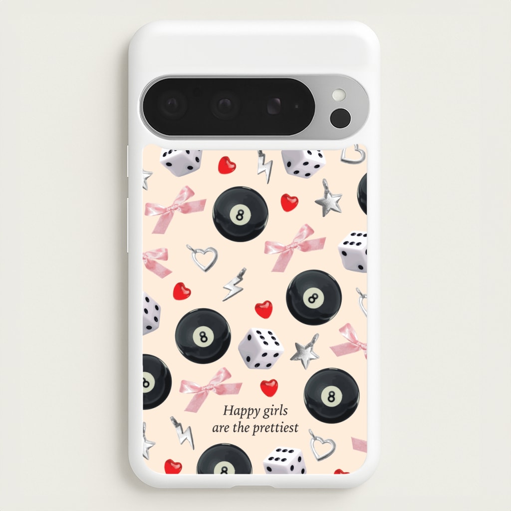 Happy Girls Are The Prettiest Pattern - Clean Girl Aesthetic Phone Case for Google Pixel 9 Pro XL