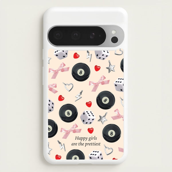 Happy Girls Are The Prettiest Pattern - Clean Girl Aesthetic Phone Case for Google Pixel 9 Pro XL