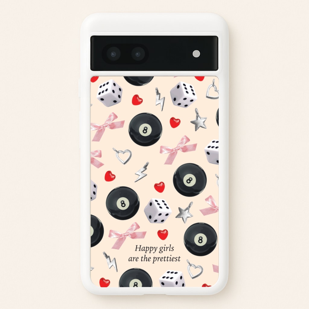 Happy Girls Are The Prettiest Pattern - Clean Girl Aesthetic Phone Case for Google Pixel 6a