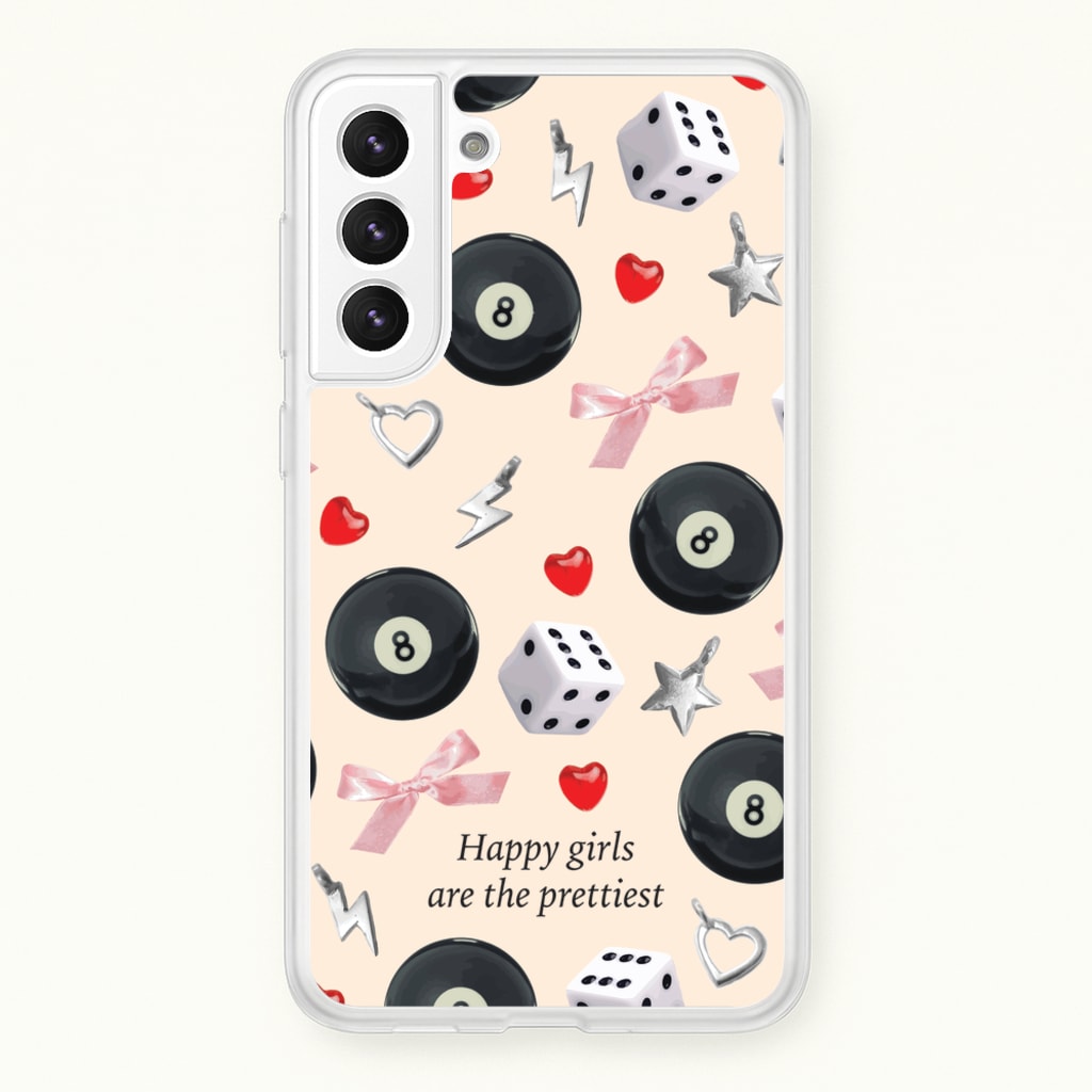 Happy Girls Are The Prettiest Pattern - Clean Girl Aesthetic Phone Case for Galaxy S22 Plus