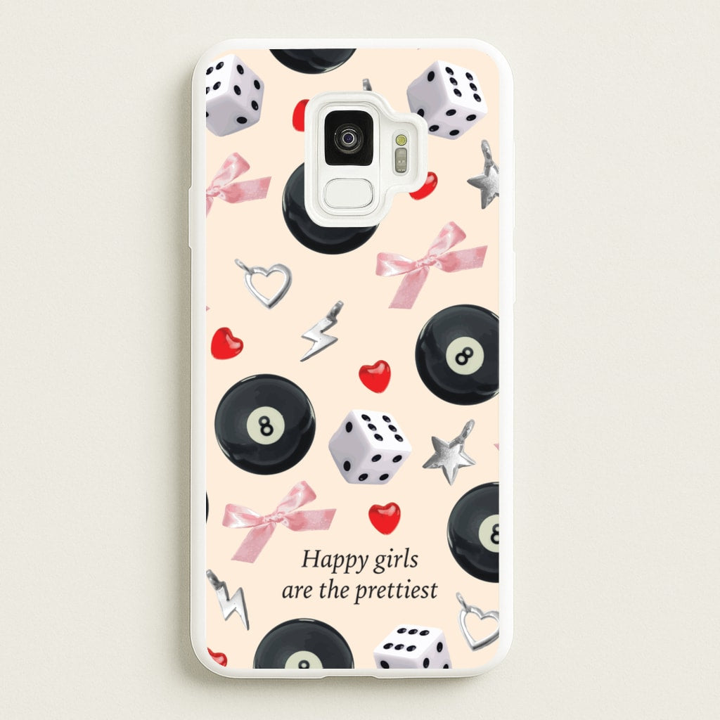 Happy Girls Are The Prettiest Pattern - Clean Girl Aesthetic Phone Case for Galaxy S9