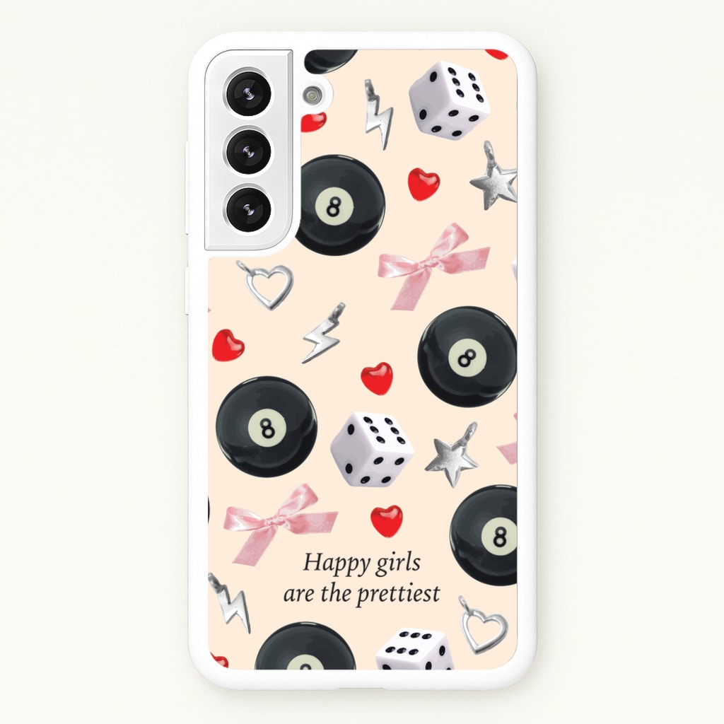 Happy Girls Are The Prettiest Pattern - Clean Girl Aesthetic Phone Case for Galaxy S22