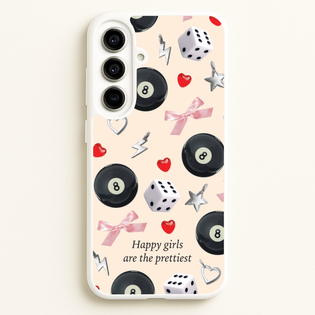 Happy Girls Are The Prettiest Pattern - Clean Girl Aesthetic Phone Case for Galaxy A56