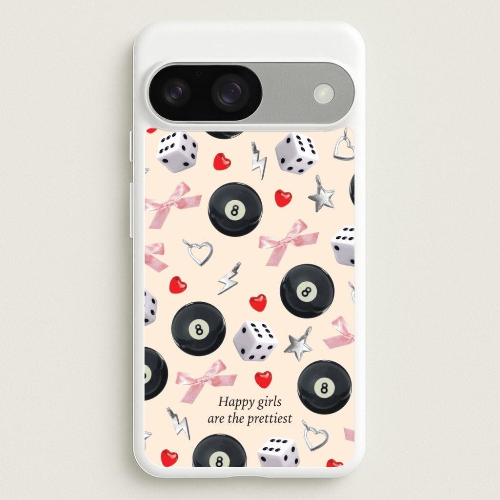 Happy Girls Are The Prettiest Pattern - Clean Girl Aesthetic Phone Case for Google Pixel 9 / 9 Pro