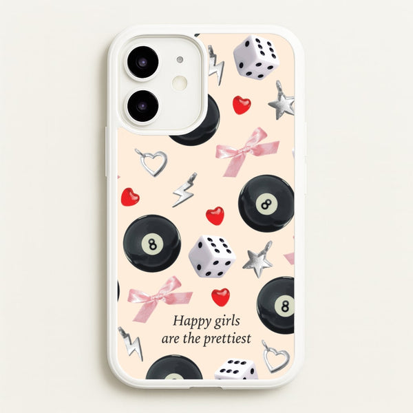 Happy Girls Are The Prettiest Pattern - Clean Girl Aesthetic Phone Case for iPhone 12 Mini