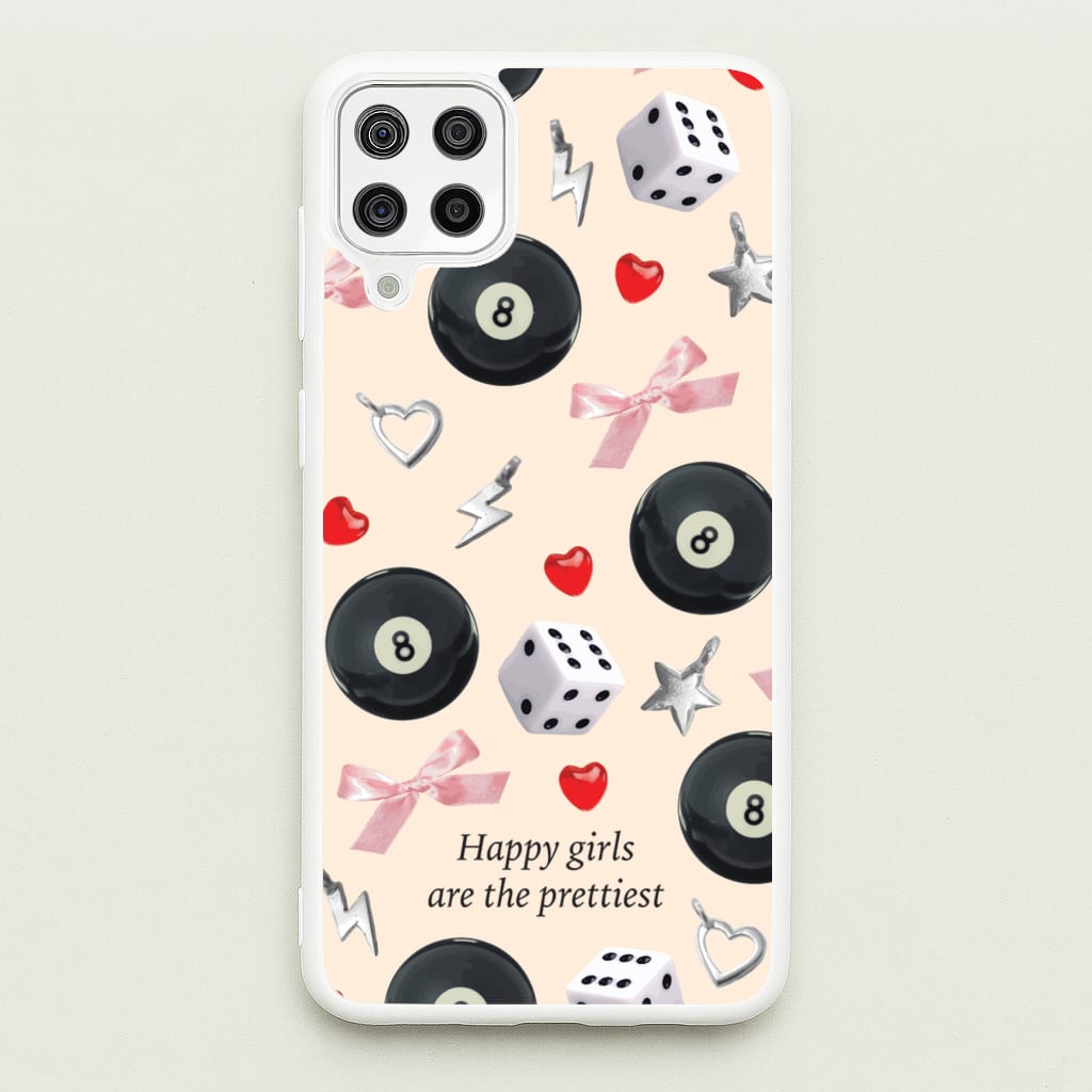 Happy Girls Are The Prettiest Pattern - Clean Girl Aesthetic Phone Case for Galaxy A12