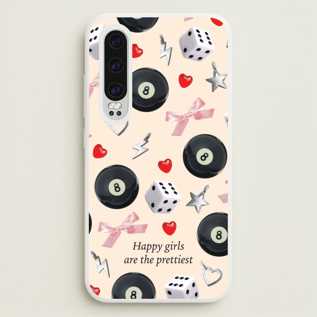Happy Girls Are The Prettiest Pattern - Clean Girl Aesthetic Phone Case for Huawei P30