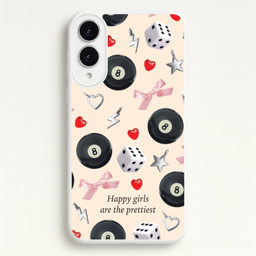 Happy Girls Are The Prettiest Pattern - Clean Girl Aesthetic Phone Case for Galaxy S25 Edge