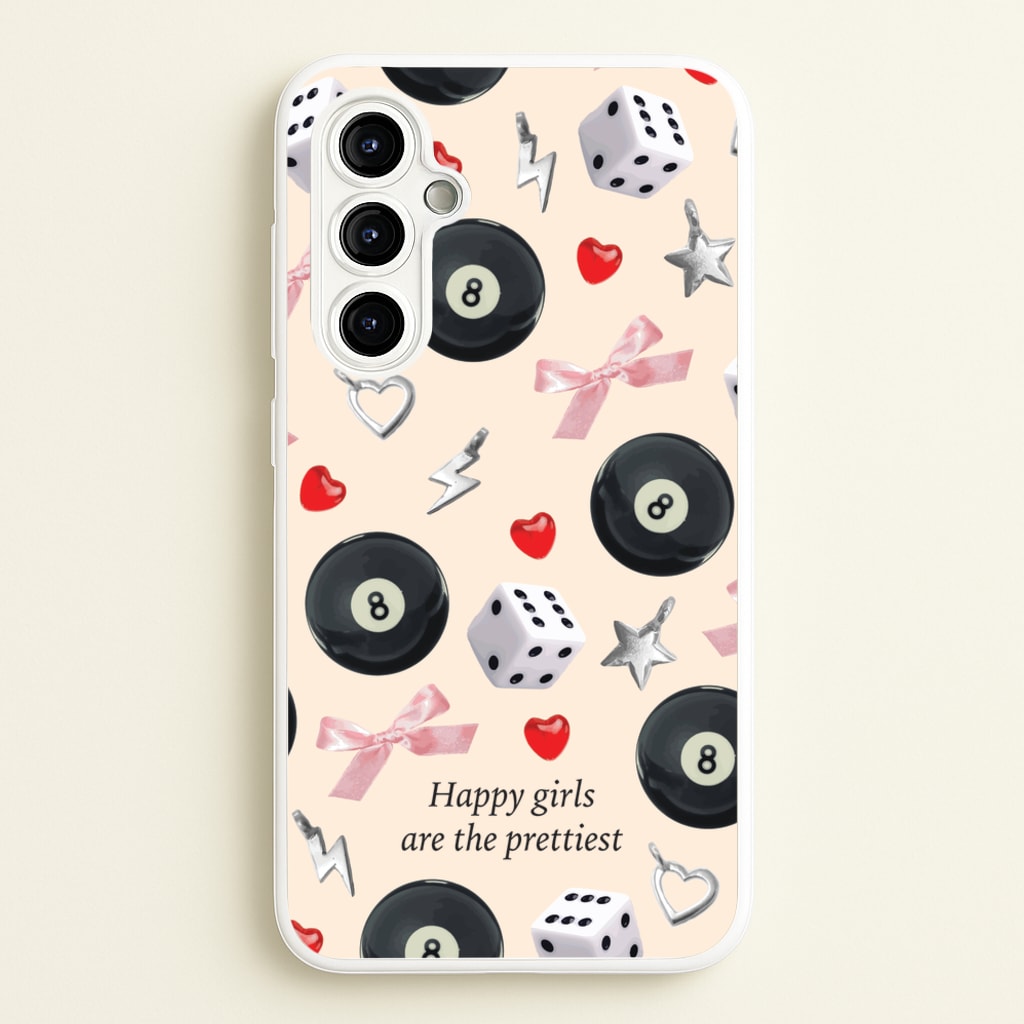 Happy Girls Are The Prettiest Pattern - Clean Girl Aesthetic Phone Case for Galaxy A54