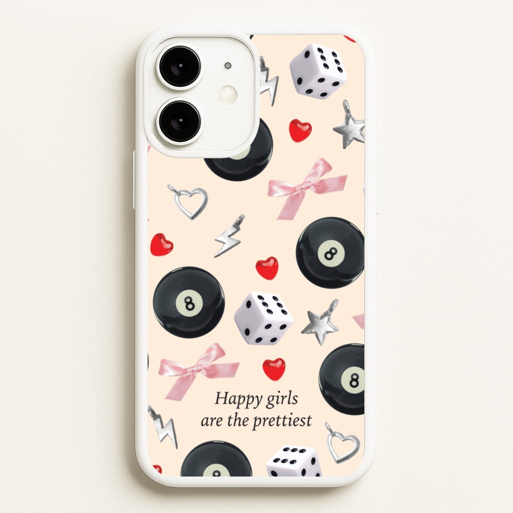 Happy Girls Are The Prettiest Pattern - Clean Girl Aesthetic Phone Case for iPhone 11