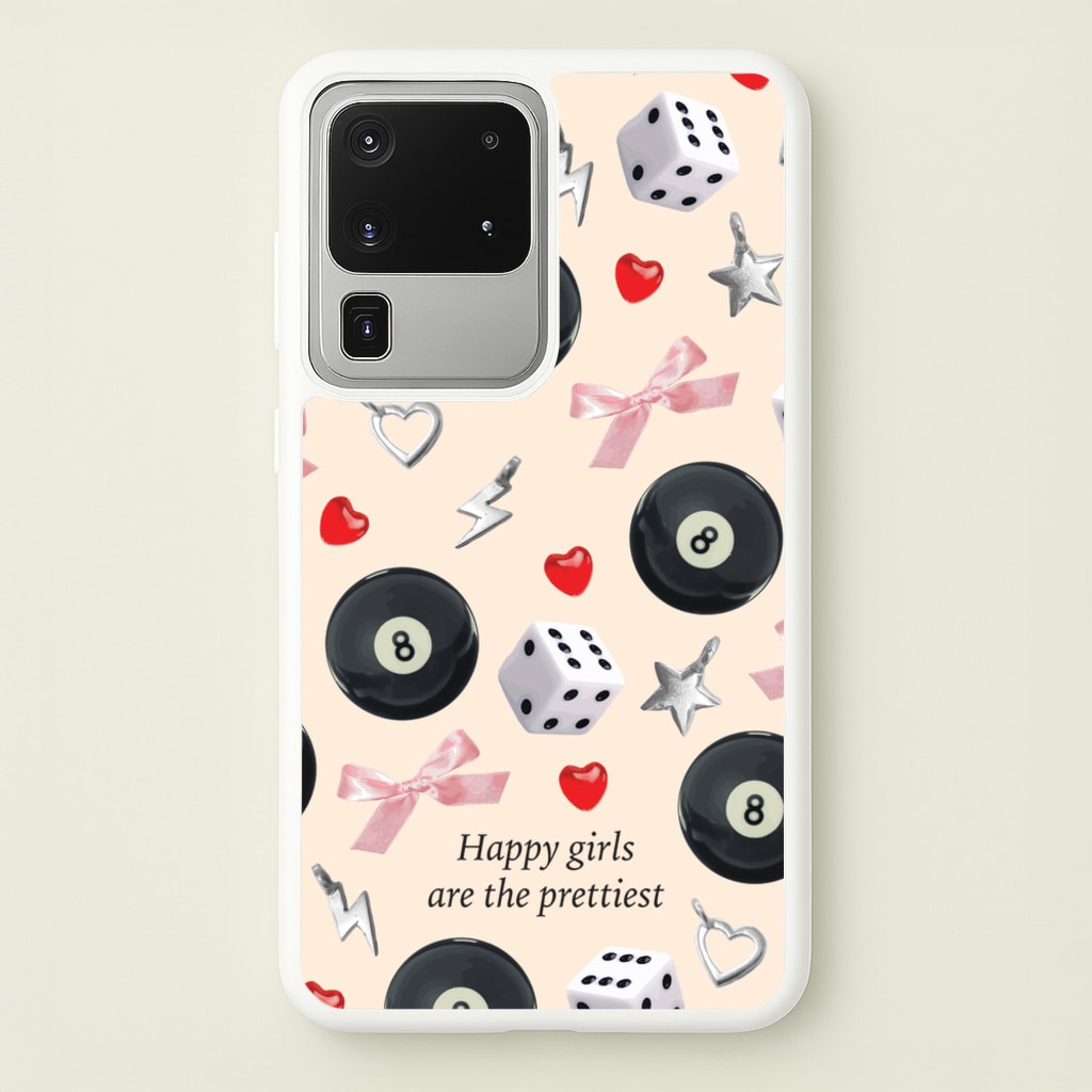 Happy Girls Are The Prettiest Pattern - Clean Girl Aesthetic Phone Case for Galaxy S20 Ultra