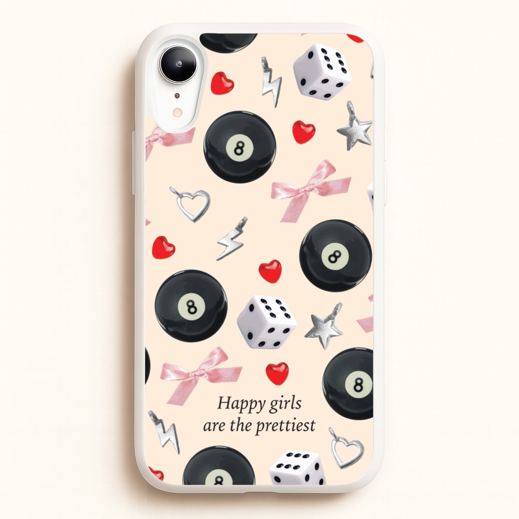 Happy Girls Are The Prettiest Pattern - Clean Girl Aesthetic Phone Case for iPhone XR