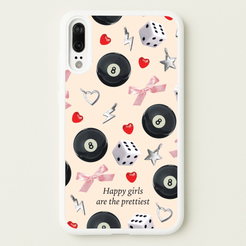 Happy Girls Are The Prettiest Pattern  - Clean Girl Aesthetic Phone Case for Huawei P20
