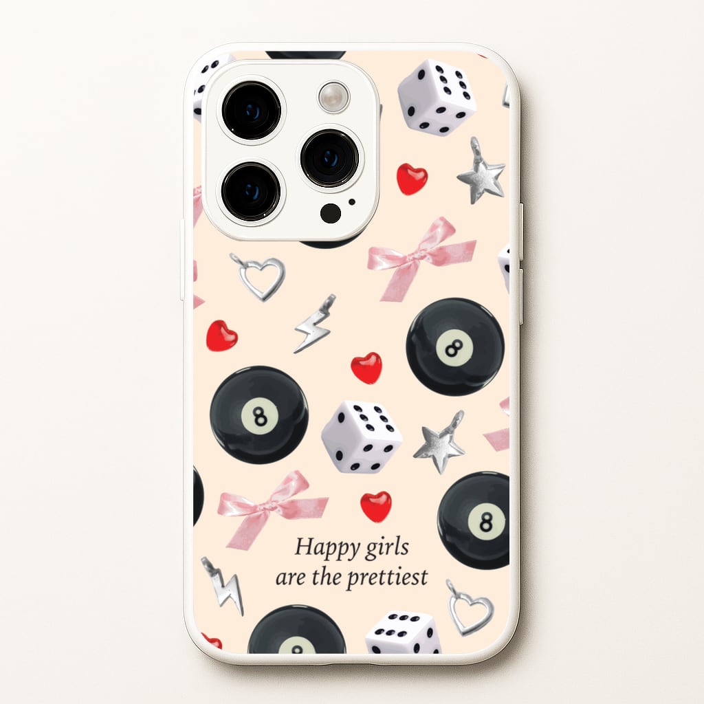 Happy Girls Are The Prettiest Pattern - Clean Girl Aesthetic Phone Case for iPhone 14 Pro