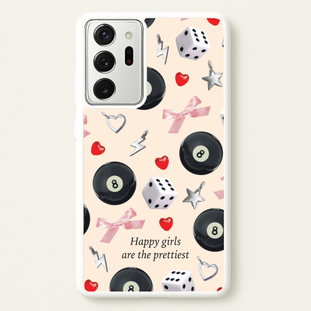 Happy Girls Are The Prettiest Pattern - Clean Girl Aesthetic Phone Case for Galaxy Note 20 Ultra