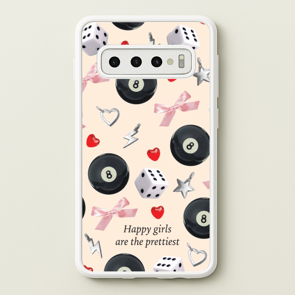 Happy Girls Are The Prettiest Pattern - Clean Girl Aesthetic Phone Case for Galaxy S10 Plus