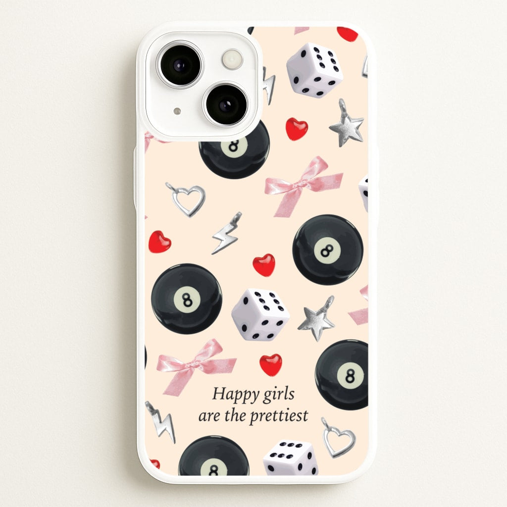 Happy Girls Are The Prettiest Pattern - Clean Girl Aesthetic Phone Case for iPhone 13 Mini