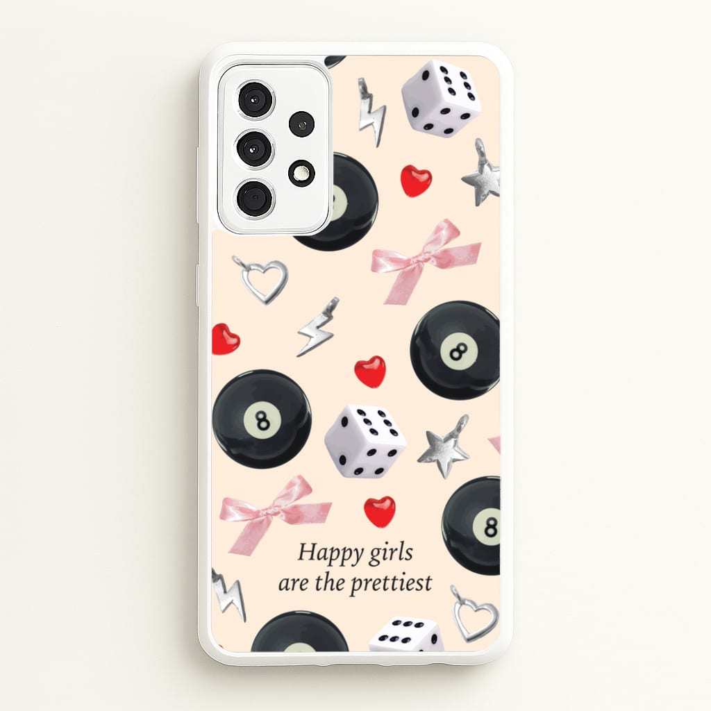 Happy Girls Are The Prettiest Pattern - Clean Girl Aesthetic Phone Case for Galaxy A52 / A52s