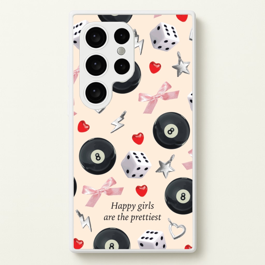 Happy Girls Are The Prettiest Pattern - Clean Girl Aesthetic Phone Case for Galaxy S24 Ultra