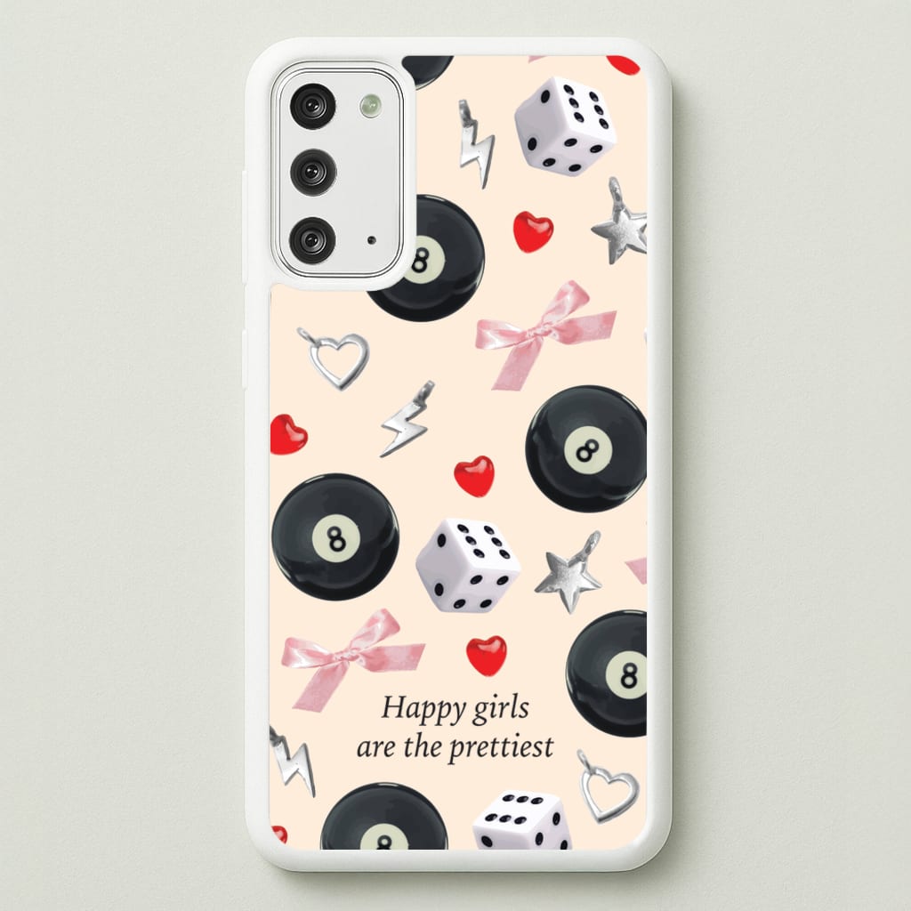 Happy Girls Are The Prettiest Pattern - Clean Girl Aesthetic Phone Case for Galaxy Note 20