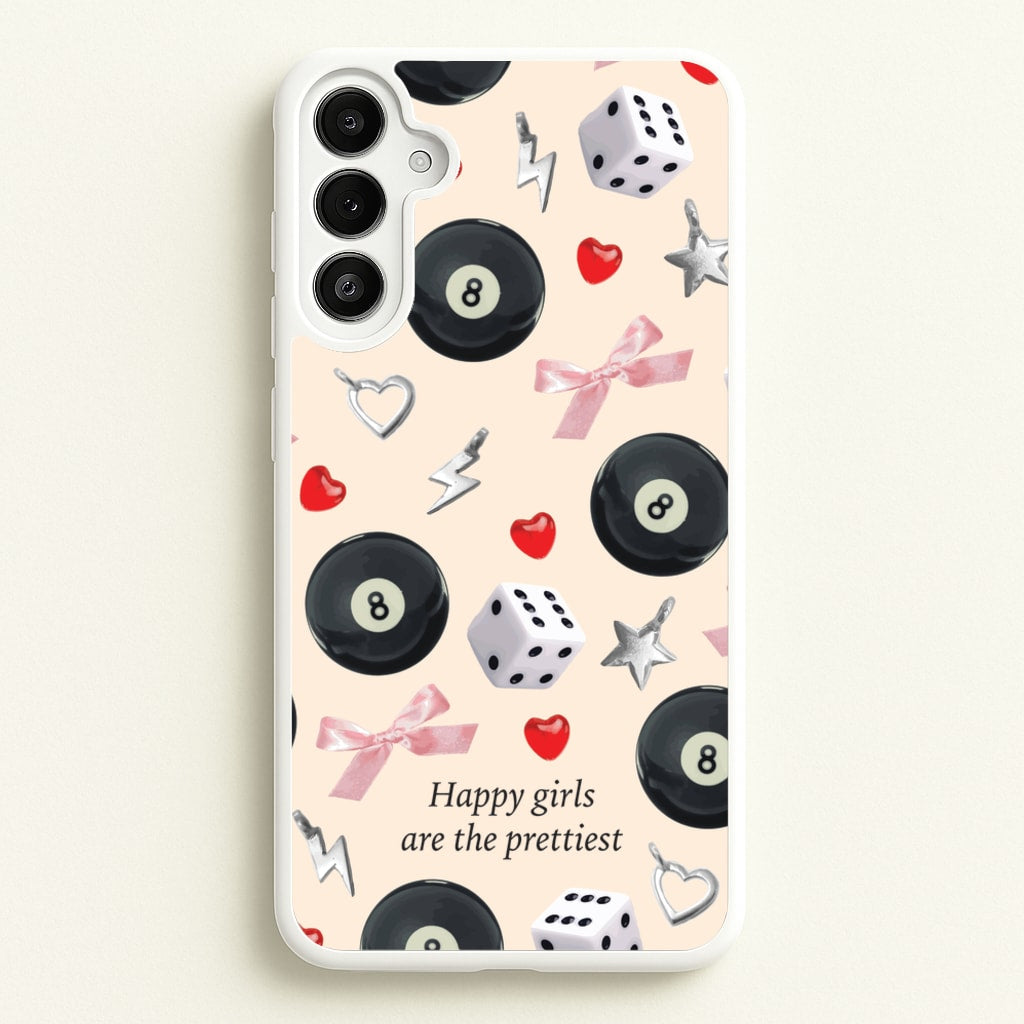 Happy Girls Are The Prettiest Pattern - Clean Girl Aesthetic Phone Case for Galaxy A36