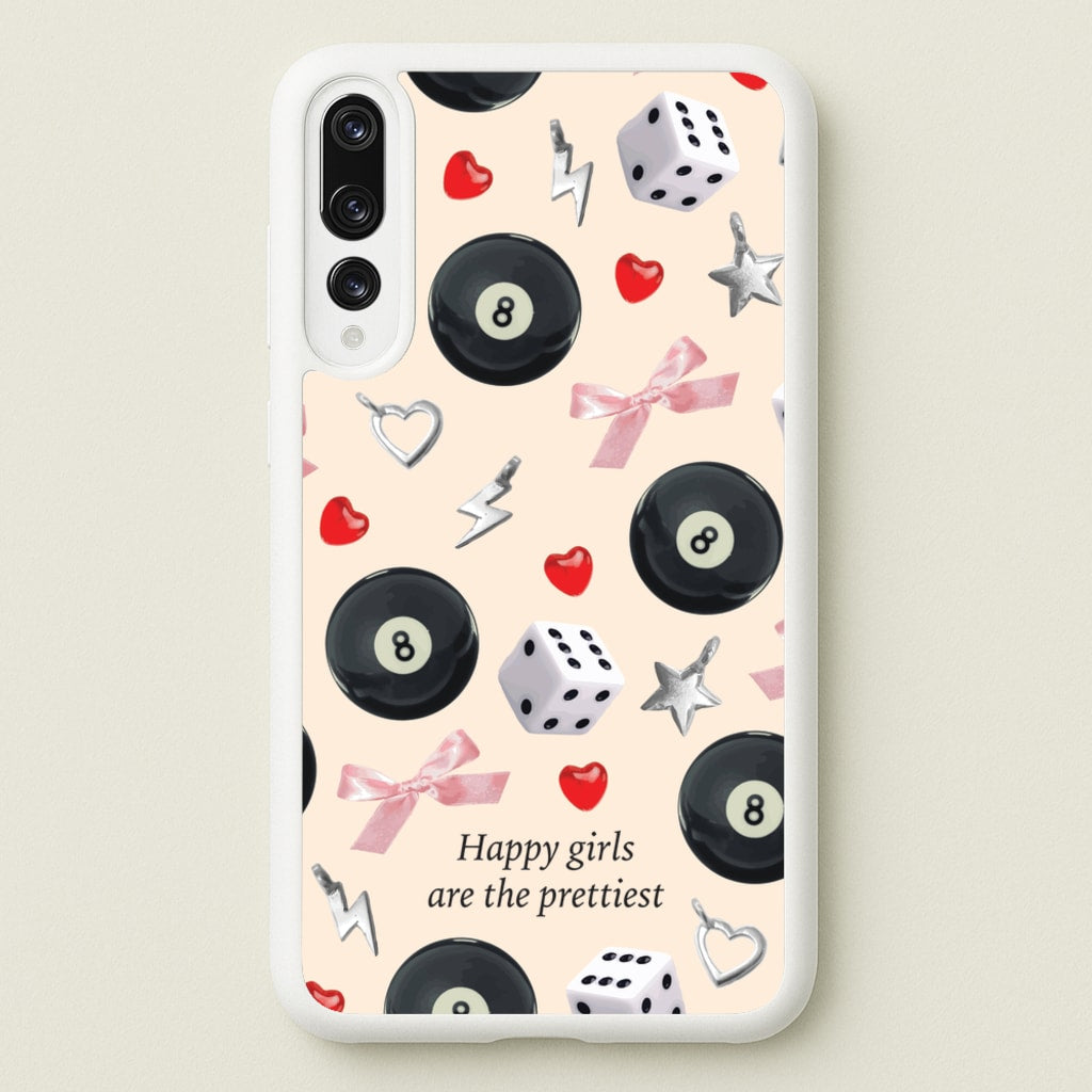 Happy Girls Are The Prettiest Pattern - Clean Girl Aesthetic Phone Case for Huawei P20 Pro