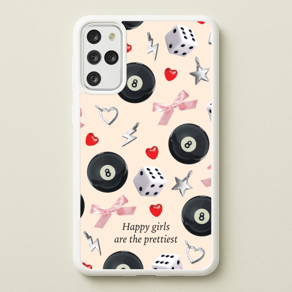 Happy Girls Are The Prettiest Pattern - Clean Girl Aesthetic Phone Case for Galaxy S20 Plus