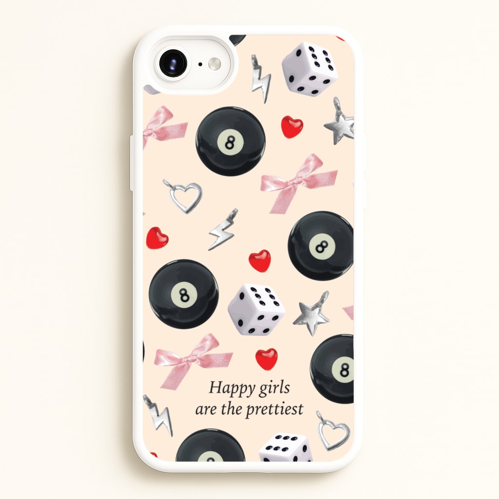 Happy Girls Are The Prettiest Pattern - Clean Girl Aesthetic Phone Case for iPhone 6 / 7 / 8 / SE