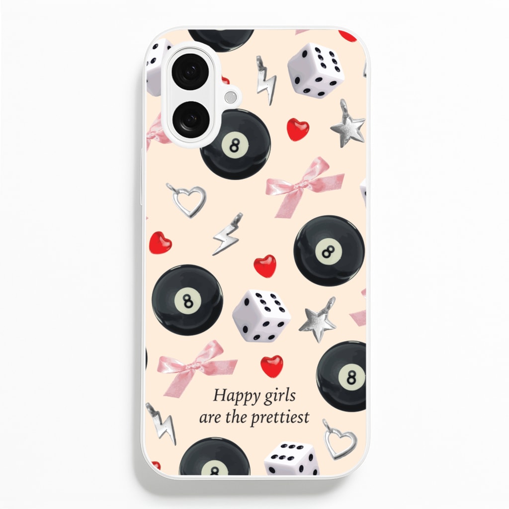 Happy Girls Are The Prettiest Pattern - Clean Girl Aesthetic Phone Case for iPhone 16 Plus