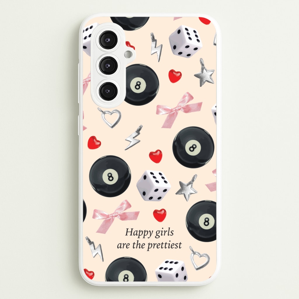 Happy Girls Are The Prettiest Pattern - Clean Girl Aesthetic Phone Case for Galaxy S23FE