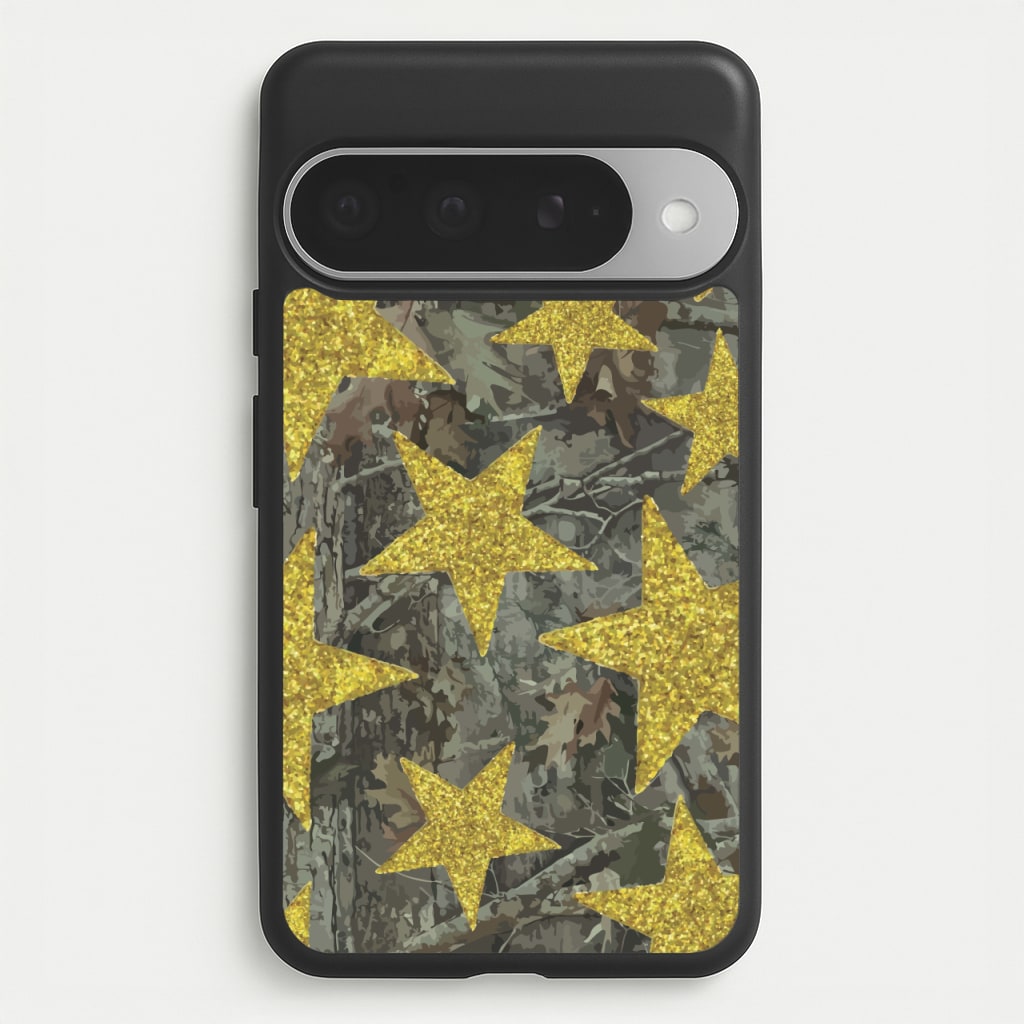 Camo And Glitter Stars Pattern Phone Case for Google Pixel 10 Pro XL
