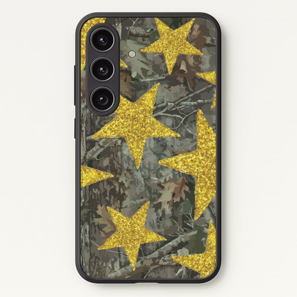 Camo And Glitter Stars Pattern - Clean Girl Aesthetic Phone Case for Galaxy S25