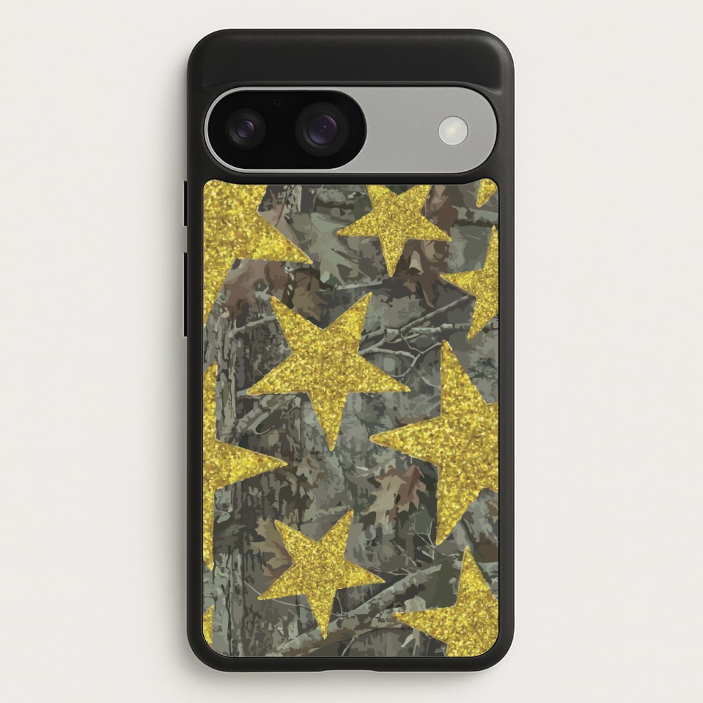 Camo And Glitter Stars Pattern - Clean Girl Aesthetic Phone Case for Google Pixel 9 / 9 Pro