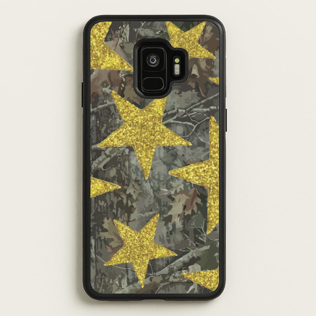 Camo And Glitter Stars Pattern - Clean Girl Aesthetic Phone Case for Galaxy S9