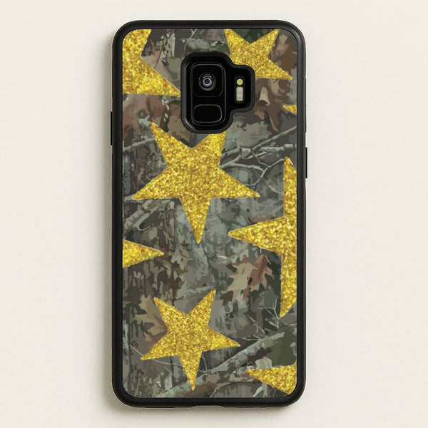 Camo And Glitter Stars Pattern - Clean Girl Aesthetic Phone Case for Galaxy S9