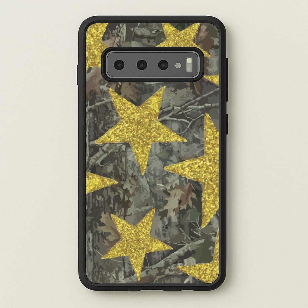 Camo And Glitter Stars Pattern - Clean Girl Aesthetic Phone Case for Galaxy S10