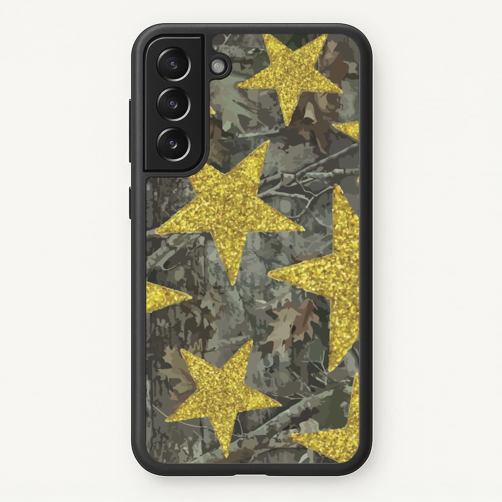 Camo And Glitter Stars Pattern - Clean Girl Aesthetic Phone Case for Galaxy S21