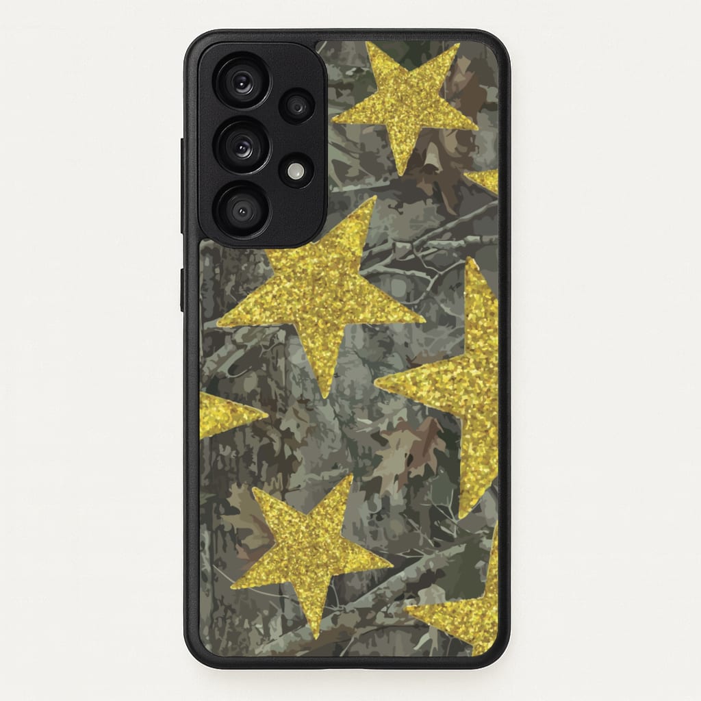 Camo And Glitter Stars Pattern - Clean Girl Aesthetic Phone Case for Galaxy A33