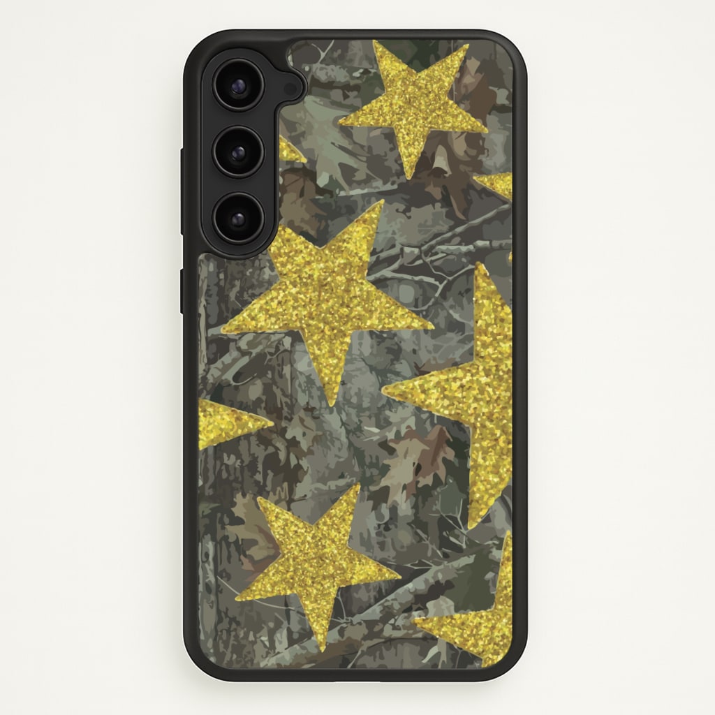 Camo And Glitter Stars Pattern - Clean Girl Aesthetic Phone Case for Galaxy S23 Plus