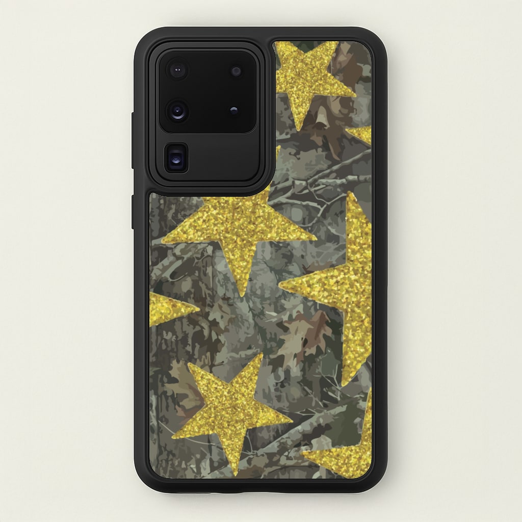 Camo And Glitter Stars Pattern - Clean Girl Aesthetic Phone Case for Galaxy S20 Ultra