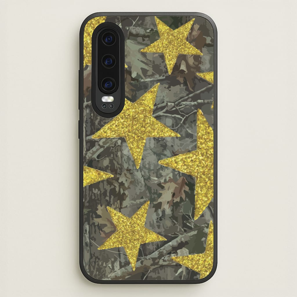 Camo And Glitter Stars Pattern - Clean Girl Aesthetic Phone Case for Huawei P30