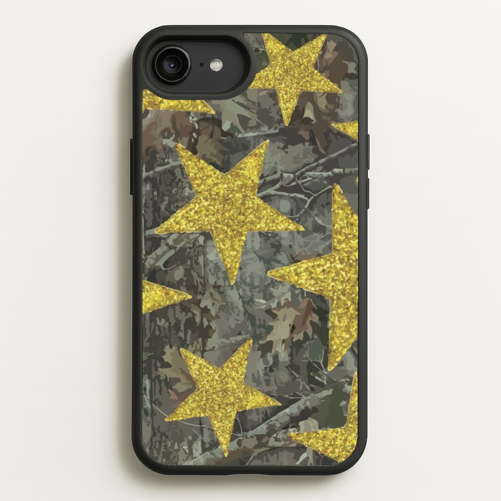 Camo And Glitter Stars Pattern - Clean Girl Aesthetic Phone Case for iPhone 6 Plus / 7 Plus / 8 Plus