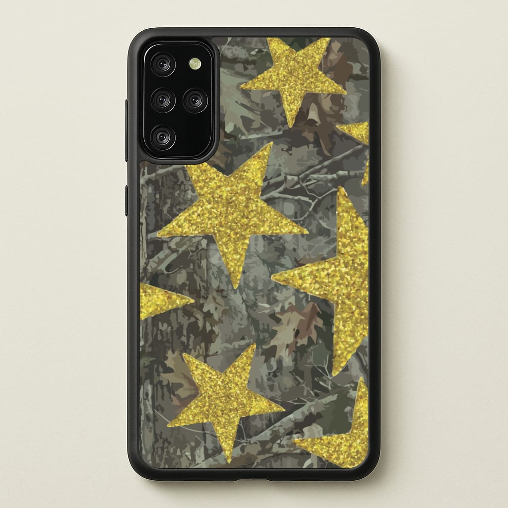 Camo And Glitter Stars Pattern - Clean Girl Aesthetic Phone Case for Galaxy S20 Plus