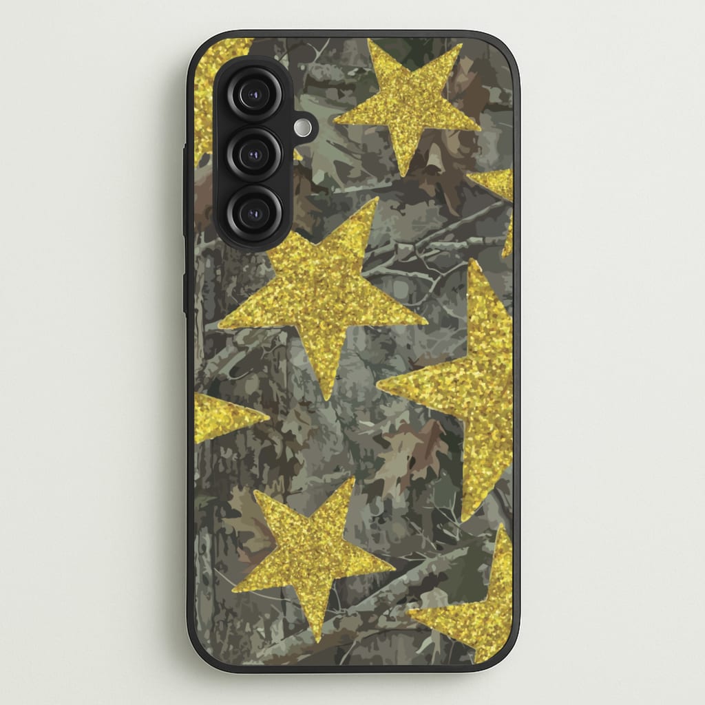 Camo And Glitter Stars Pattern - Clean Girl Aesthetic Phone Case for Galaxy S23FE