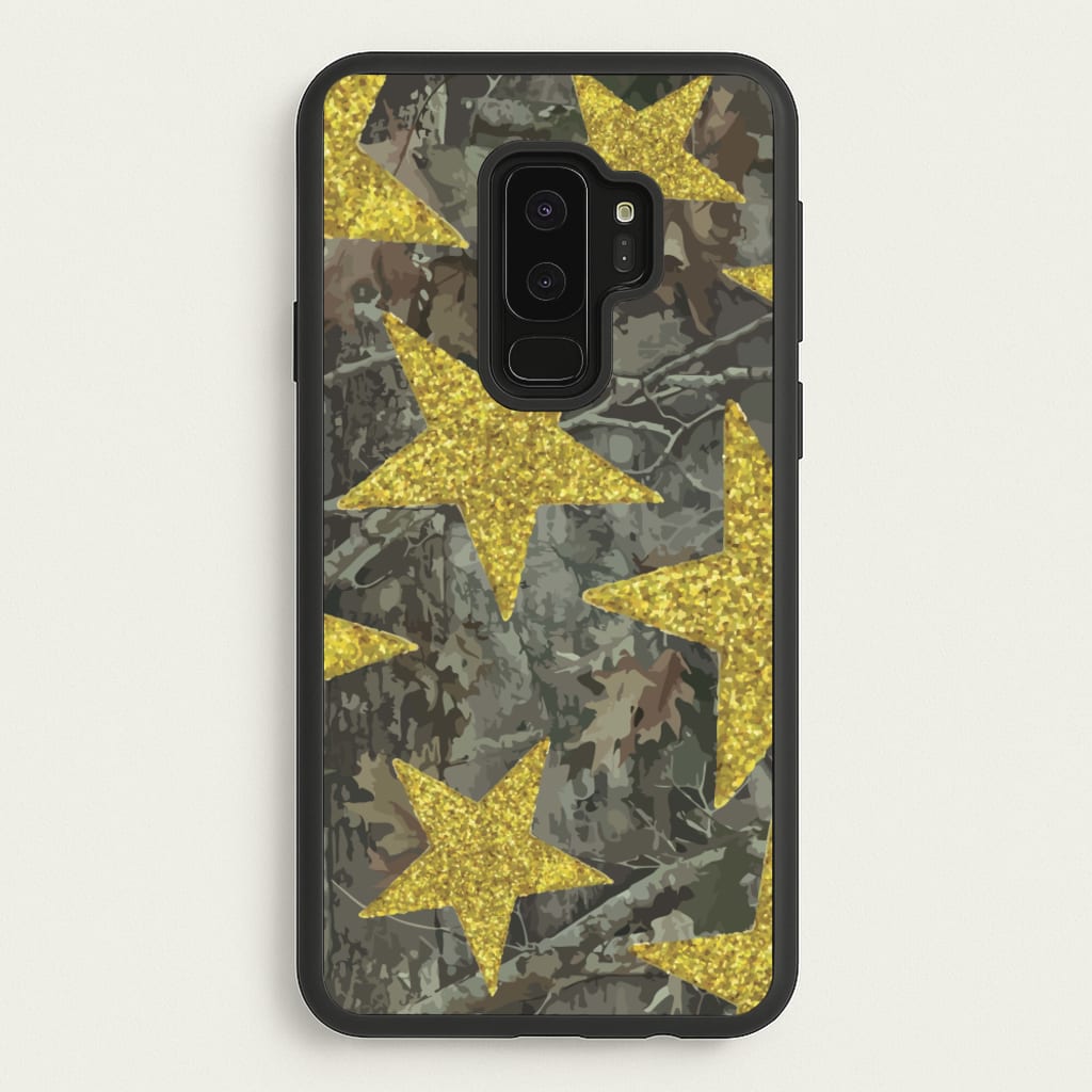 Camo And Glitter Stars Pattern - Clean Girl Aesthetic Phone Case for Galaxy S9 Plus