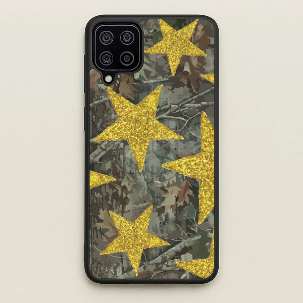 Camo And Glitter Stars Pattern - Clean Girl Aesthetic Phone Case for Galaxy A12